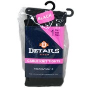 Wholesale - 1pk BLACK DETAILS CABLE KNIT TIGHTS SIZE 1-3, UPC: 701570791540